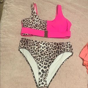 Hot pink/ cheetah bathing suit